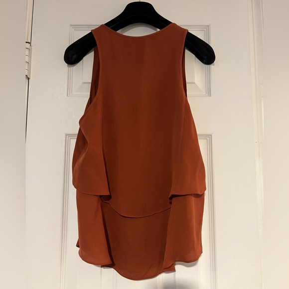 NWOT Theory Apala Double Georgette Silk Tank Top Shell size S petite SP Brown - Picture 3 of 6